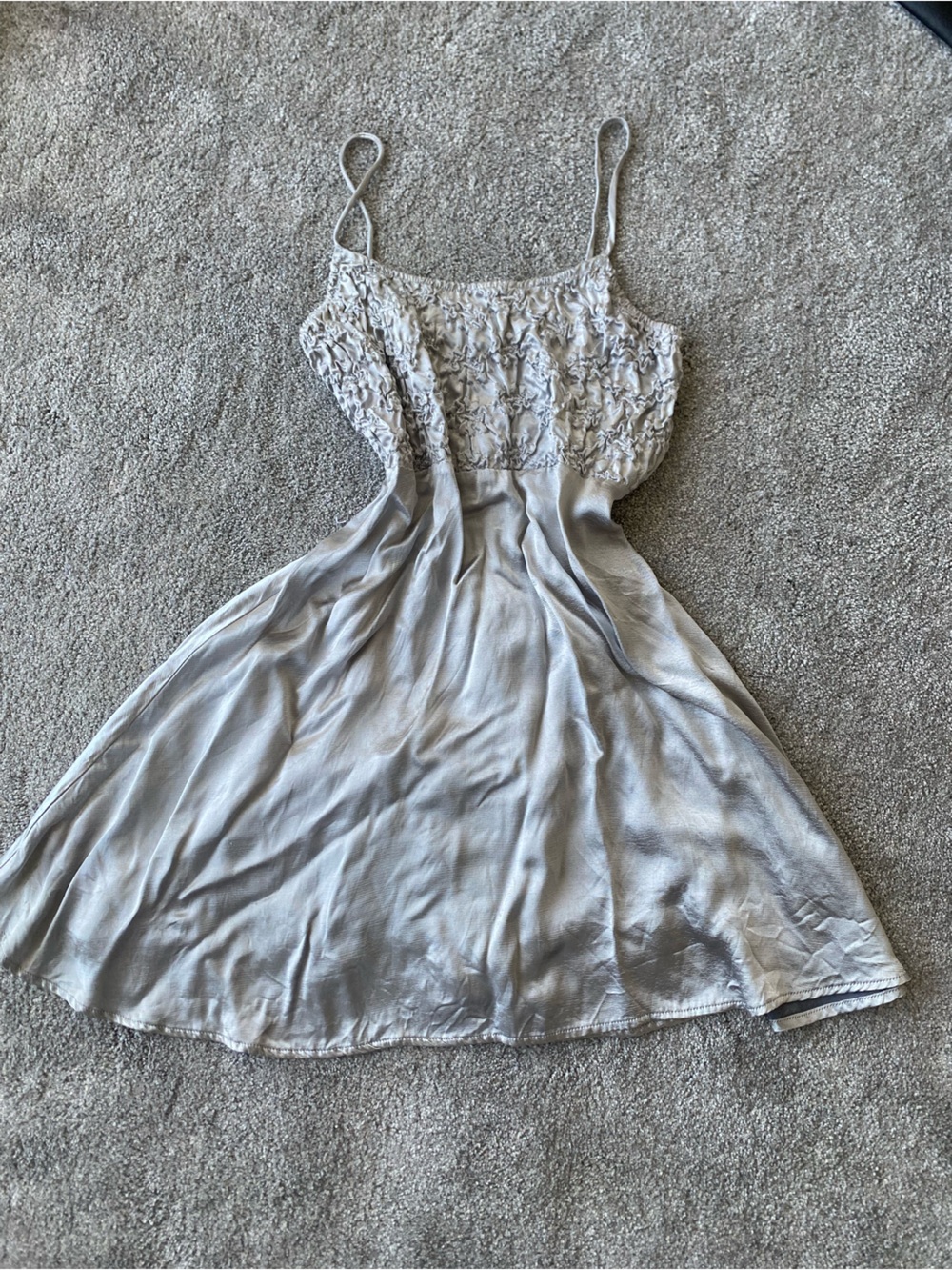 Stellah Light Gray Smocked Bodice Slip Dress